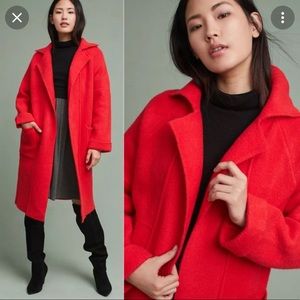 Anthropologie Elliatt Phoenix Sweater Coat XS Red Open Front Heavy Knit
